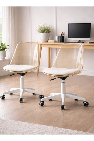 Taimi طقم من كرسيين مكتب دوارين قابلين للتعديل بزاوية 360 درجة بدون مساند للذ...