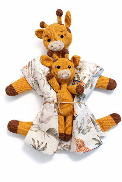 dogohandmade El Yapımı Amigurumi Zürafa Bebek Oyuncağı ve Müslin Battaniye 1m...