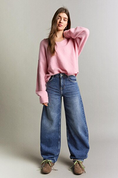 Bershka Yüksek bel barrel fit jean