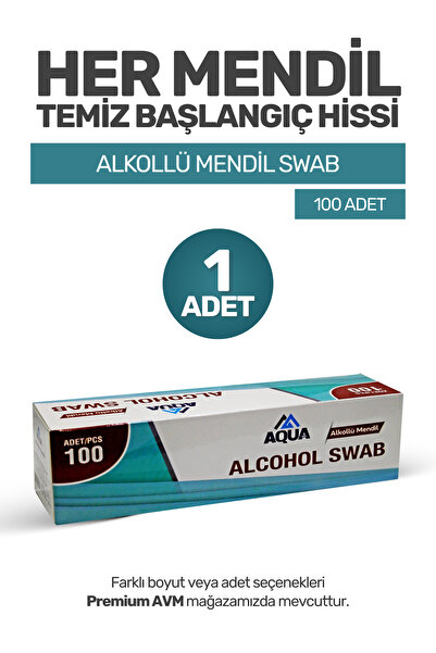 aquamed Alkollü Mendil Swab 100’lü – Cilt & Yüzey Temizleme Hijyen Mendili