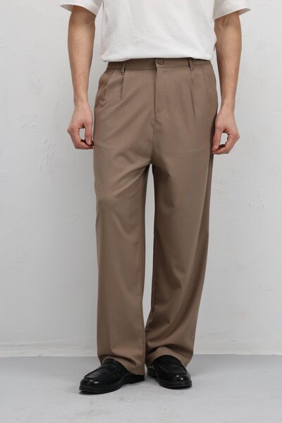 VAMOSCLO Baggy Fit Kumaş Pantolon Vizon