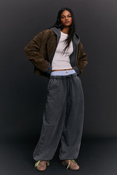 Bershka Barrel fit şardonlu stoperli pantolon