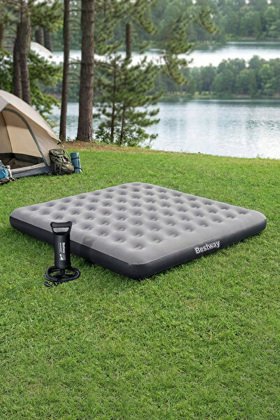 BESTWAY Ultra King 3 Kişilik Şişme Yatak ve Manuel El Pompalı 203x183x22cm 67...