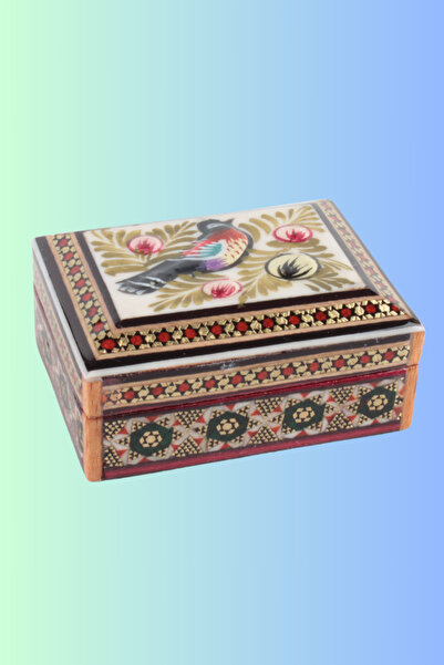 West Orient El Yapımı Hatem Sanatı Ahşap Kuşlu Kutu