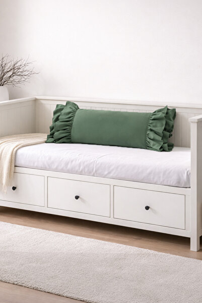 RİTMOHOME Pernă verde, cu volane, țară, nordică, boemă, vintage lungă 40x100 ...