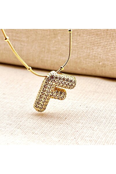 Siya Silver Gold Color Zircon Stone Letter Balloon Necklace