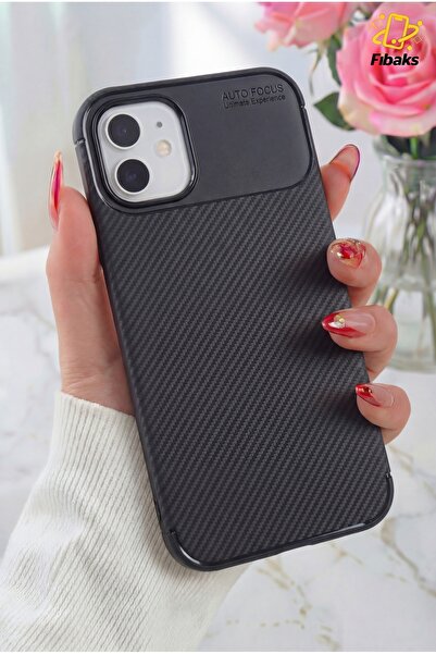 Fibaks iPhone 12 Kılıf Rugged Armor Serisi Karbon Tasarım Yüksek Kalite Silikon