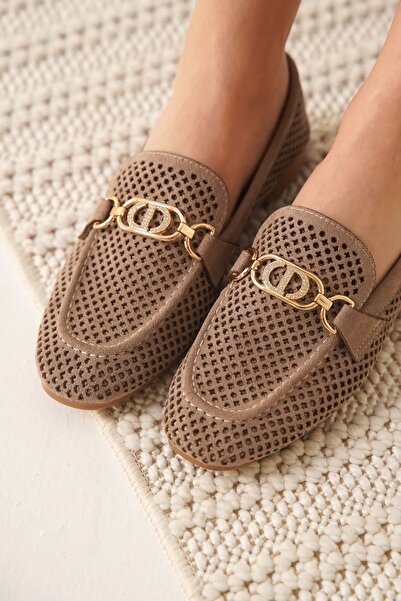 HERA SHOES حذاء كاجوال نسائي من جلد الغزال المنك من سالي