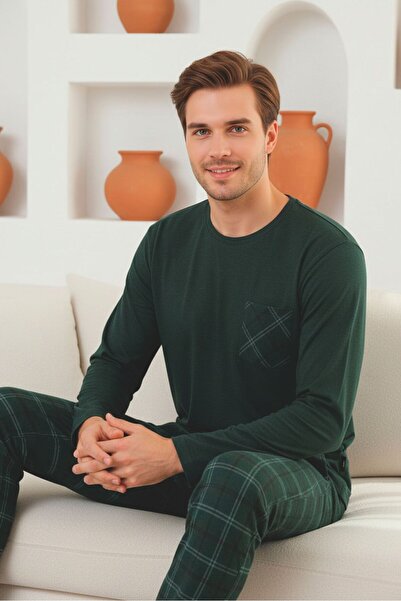 Sude HOMEWEAR Ανδρικό σετ πιτζάμες με μακρυμάνικο καρό τσέπη