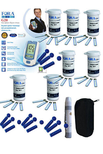 FORA g20 Kan Şeker Ölçüm cihazı + 7 Kutu strip+Delme Kalemi + Taşıma Çantası ...