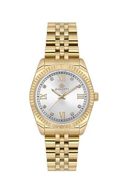 Bigotti Bg.1.10586-3 Taşlı Tasarım Çelik Kaplama Altın Kadın Kol Saati