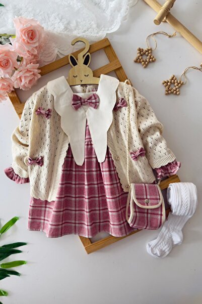 Minigimin Cicileri My Little One's Bow Detail Knitwear Cardigan Asymmetrical ...