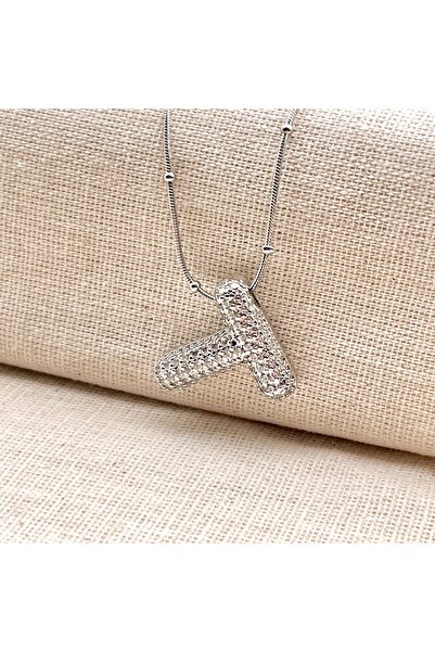 Siya Silver Kararmaz Çelik Zirkon Taşlı Balon Kolye-Gümüş Renk