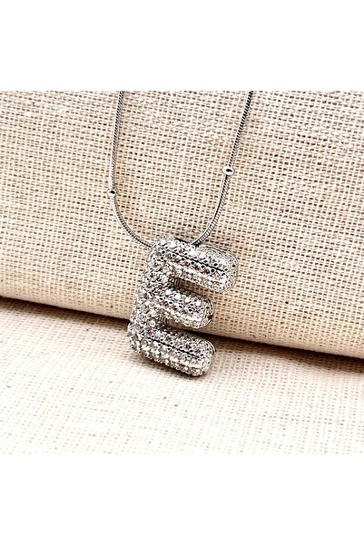 Siya Silver Kararmaz Çelik Zirkon Taşlı Balon Kolye-Gümüş Renk