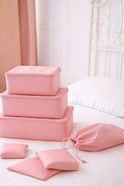 Serstil 7'li Valiz Düzenleyici Set - Pembe Benekli