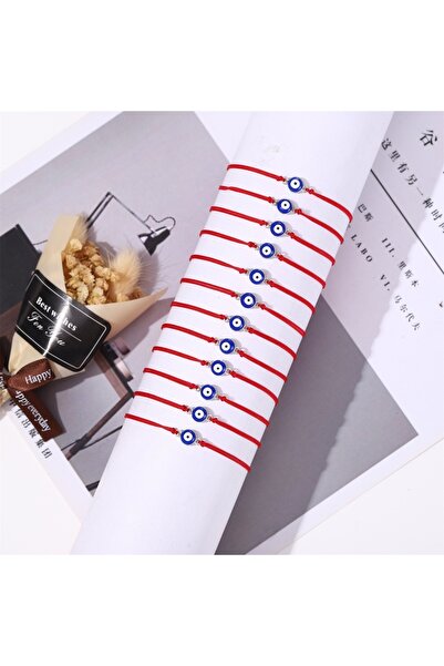Choice Red 12 piece minimalist woven Devil's Eye adjustable stretch bracelet ...