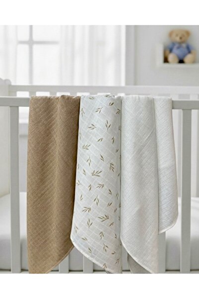 Sahra İpek طقم بطانية موسلين من القطن العضوي 100% وبطانية موسلين مكون من 3 قطع