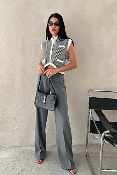 Angel Mia Pantaloni casual cu picioare largi Antracit