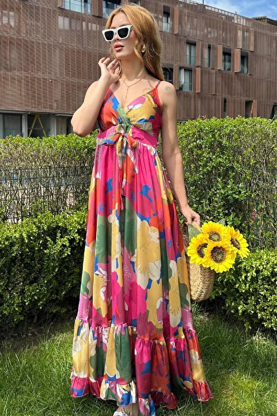 Angel Mia Rochie din satin curcubeu fucsia