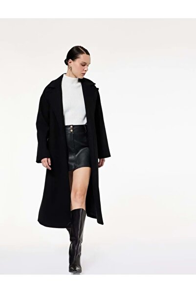 Koton Γυναικεία Ρούχα Μακρυμάνικο διπλό πέτο Μακρύ Παλτό με Ζώνη 6WAK00115EW ...