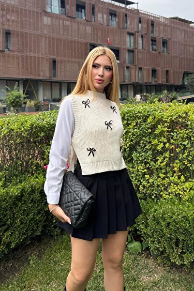 Angel Mia Tricotaj bej - Detaliu cu fundă