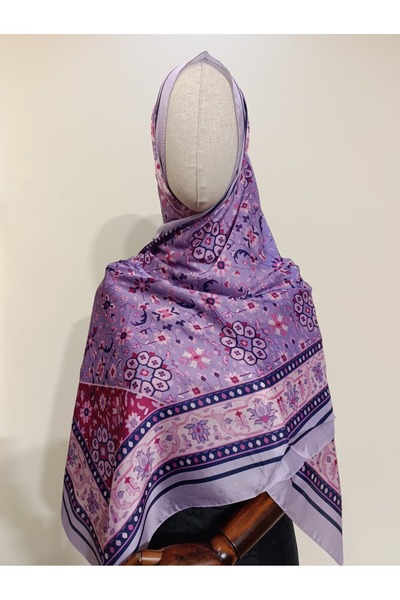 Esima Butik Ethnic Patterned Pink/Purple Cotton Shawl