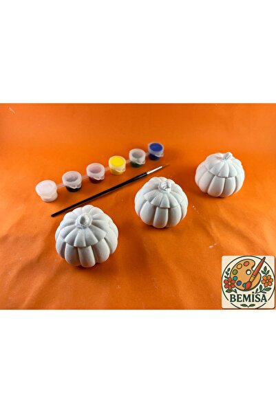 BEMİSA 3lü Balkabağı Boyama Seti Çocuklar Ve Yetişkinler İçin Eğlenceli Boyama