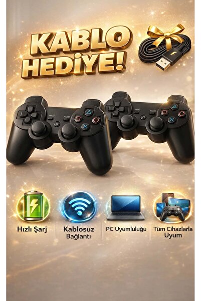 FaroxTech Playstation 3 DualShock 3 Kablosuz Oyun Kolu (2’li Set) – KABLO HED...