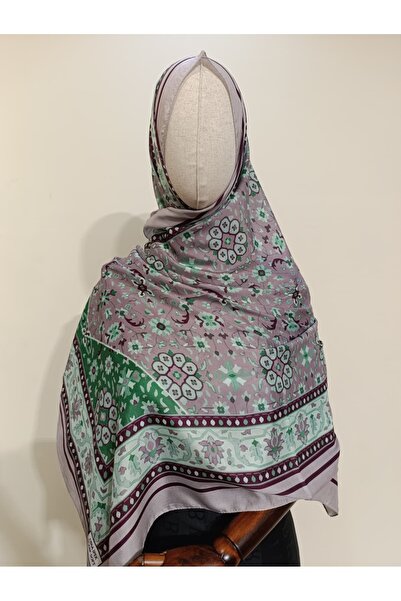 Esima Butik Ethnic Patterned Green/Grey/Burgundy Cotton Shawl