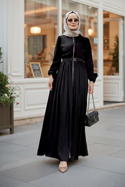 Aselim Hijap Moda Rochie hijab din bumbac cu fermoar |   Rochie de vară pentr...