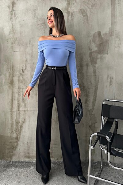 Angel Mia Pantaloni negri cu buzunar lat