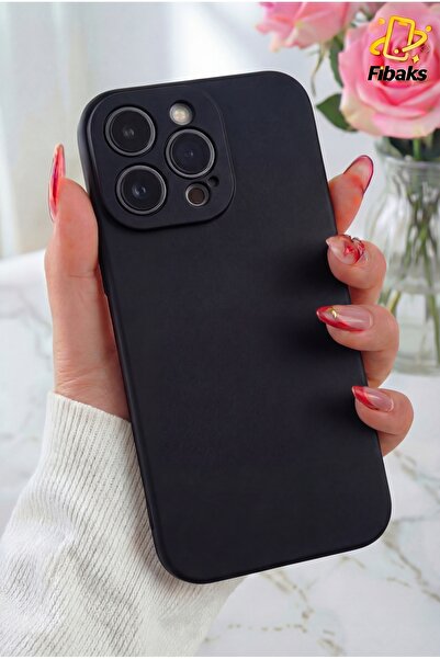 Fibaks iPhone 12 Pro Kılıf Lansman Kadife Kamera Korumalı Yumuşak Silikon Siyah