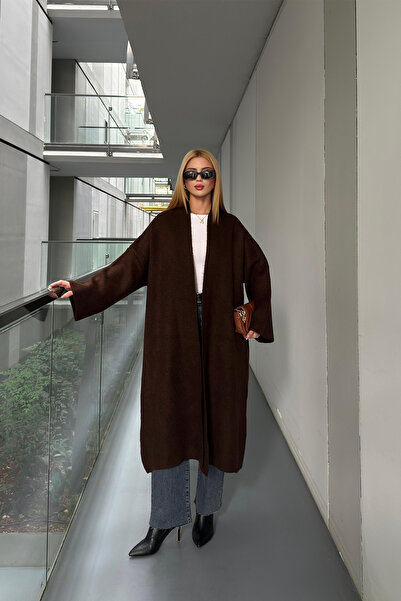 Angel Mia Shawl Collar Knitwear Cardigan Brown