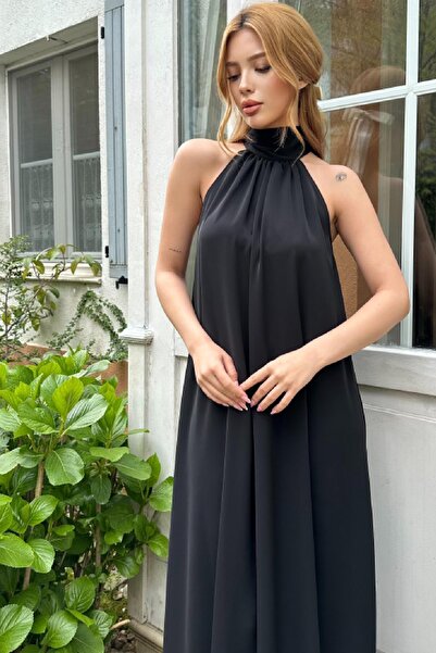 Angel Mia Σατέν Φόρεμα Μαύρο