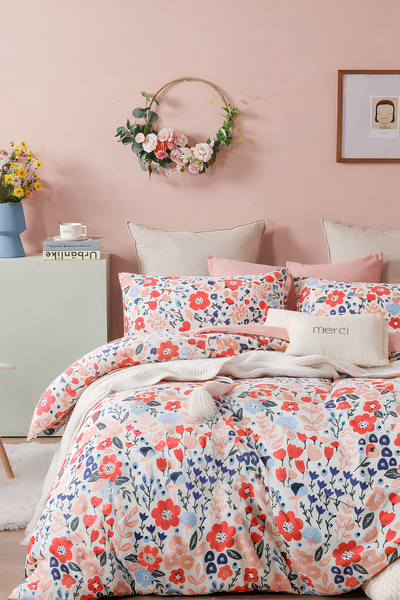 İQON Fitted Sheet Bedding Set Single Size Petunia Somonn