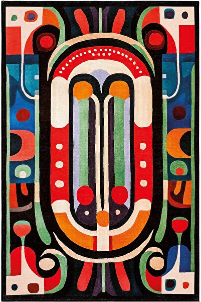 Cool Halı Lumina Renkli Soyut Desenli Dekoratif Tasarım Halı Makinede Yıkanab...