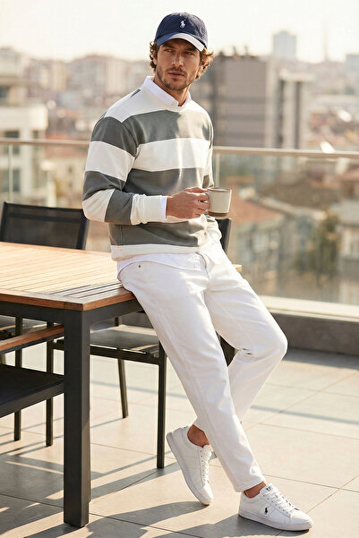 Buratti Pamuklu Çizgili Regular Fit Bisiklet Yaka Sweat Erkek SWEAT 5905790