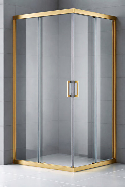 Durul Duşakabin Kare Altın 5mm Şeffaf Cam H:190