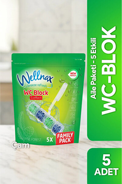Wellnax breeze refresh ( 5'li Paket ) WC Blok Çam Ormanı – Yoğun Köpük Etkisi, Hijyenik Temizlik, Klozet Blok