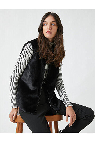 Koton Vestă din blană artificială cu fermoar fără mâneci