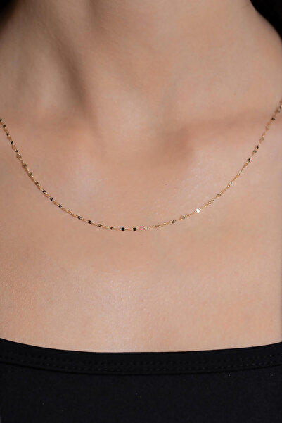 Bayar Gold 14 Ayar Altın Aynalı Zincir Kolye 1.5 mm