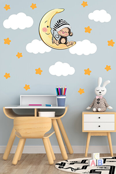 Tilki Dünyası Maimuță adormită, stea, nor, set autocolant decorativ de perete...