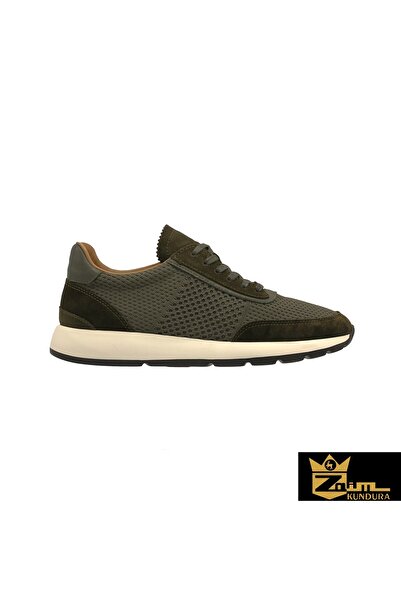 Zaim Kundura Men's Khaki Genuine Leather Knitwear Shoes 342502321-1