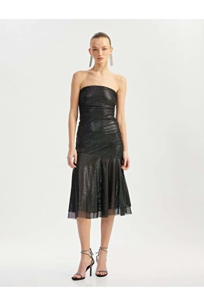 Koton Draped Flounce Evening Dress 5Sak80050Fk Black