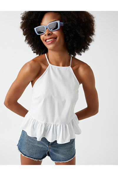 Koton Halter Neck Tank Top with Ruffled Waist