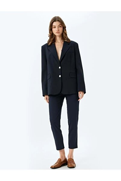 Koton talie înaltă țigaretă Pantaloni 5SAK40006UW Bleumarin