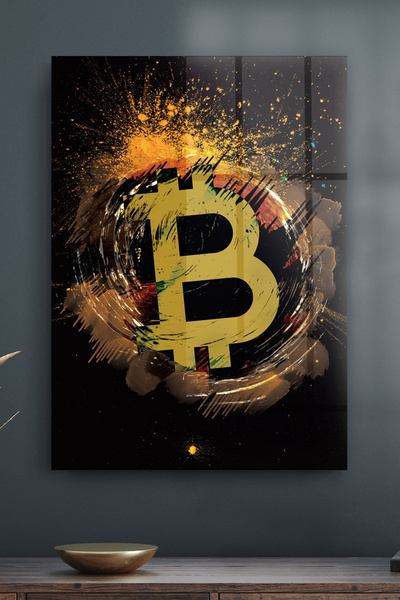Decovetro Стъклена маса с тема Bitcoin