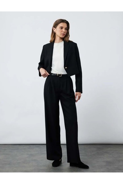 Koton Γυναικεία Ρούχα με Τσέπες Κανονική Μέση Ίσια Φαρδιά Μπατζάκια με Ζώνη π...