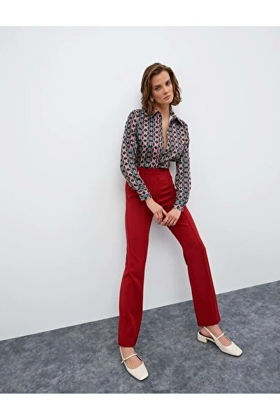 Koton Melis Ağazat X - Pantaloni din țesătură cu nervuri talie înaltă 4WAK401...