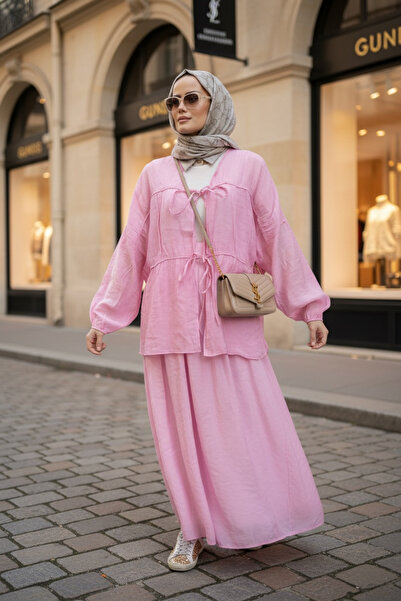 Aselim Hijap Moda Set fustă kimono din voal de bumbac |   Căptușit |   Mărime...